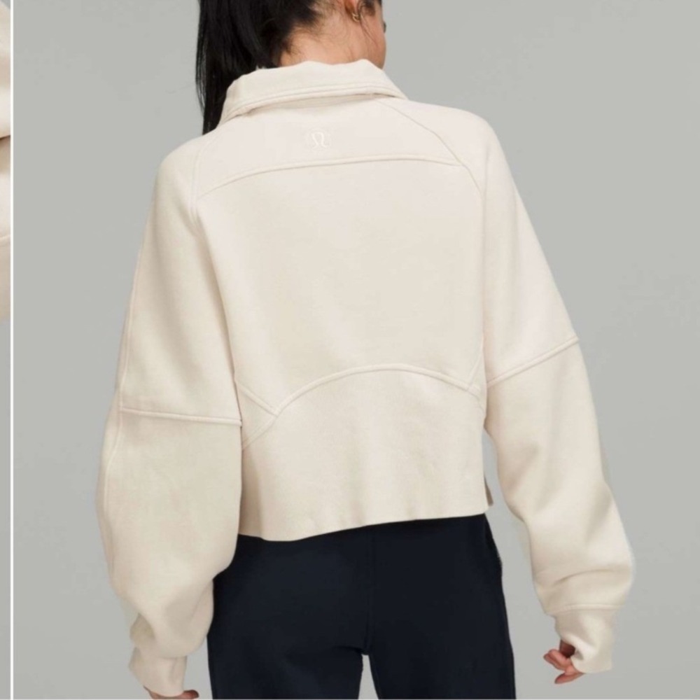 Lululemon Scuba Oversized Funnel Neck Half Zip‎ Sweatshirt White Opal M/L - Picture 2 of 10